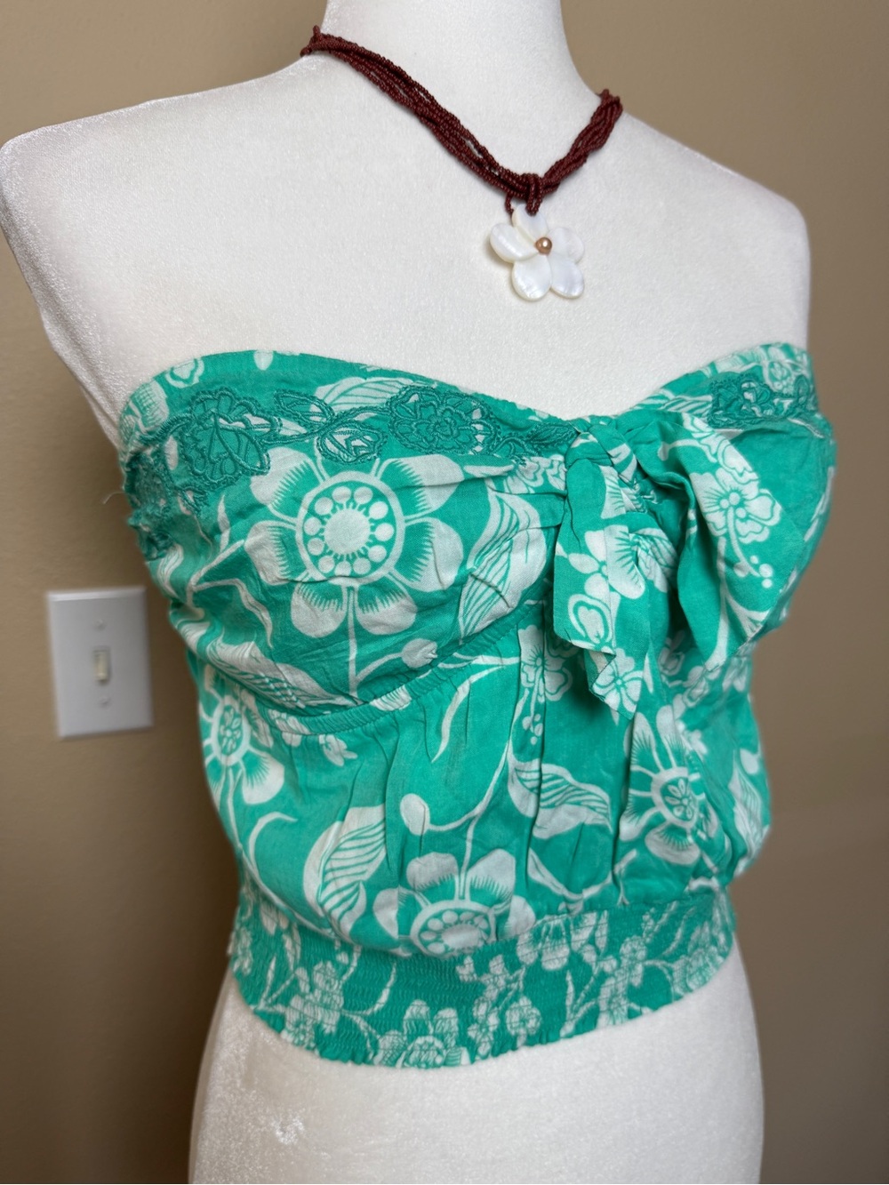 Vintage Y2K Hollister Floral Tie Front Tube Top – 2000s Size Medium - Picture 2 of 6